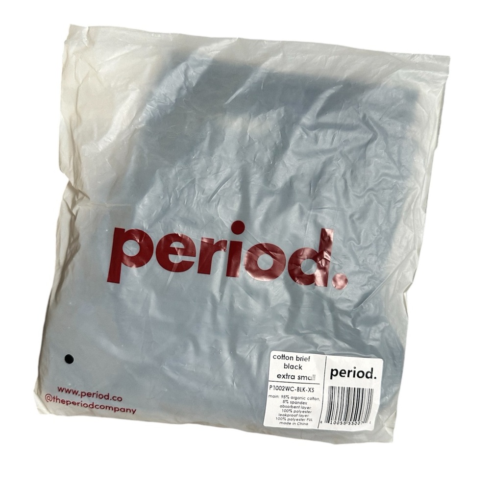 Period. The High Waisted Cotton Brief in Organic Cotton Heavy Flows Black XS NEW